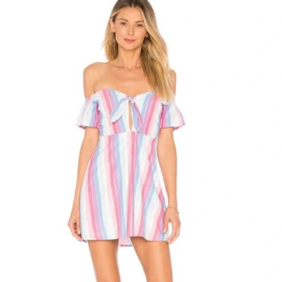 Privacy please cherry mini in prism dress Striped Pastel Size Medium M Bow Urban - Picture 1 of 12